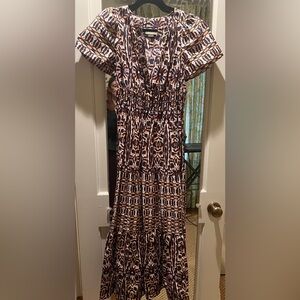 Maeve Navy and Orange Patterned Maxi Dress